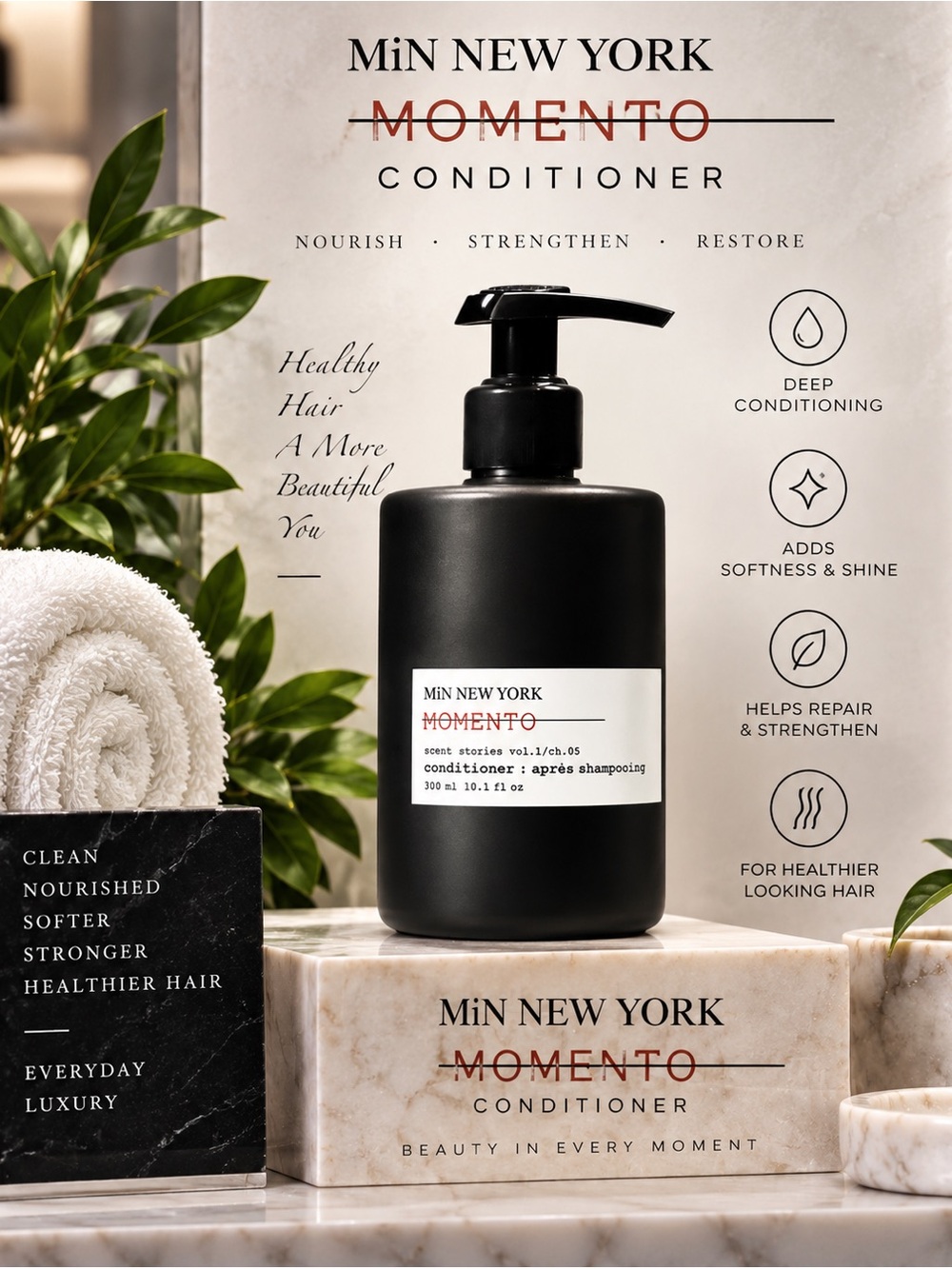 MiN New York, Momento Scent Stories Hair Conditioner 10.1 fl oz 300 mI Luxury